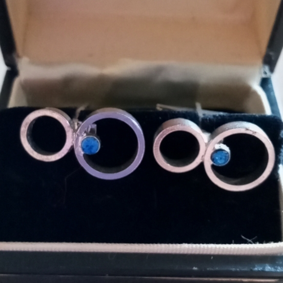 Men's Silver Tone Cuff Links and Tie Tack Gift Box - Picture 2 of 6